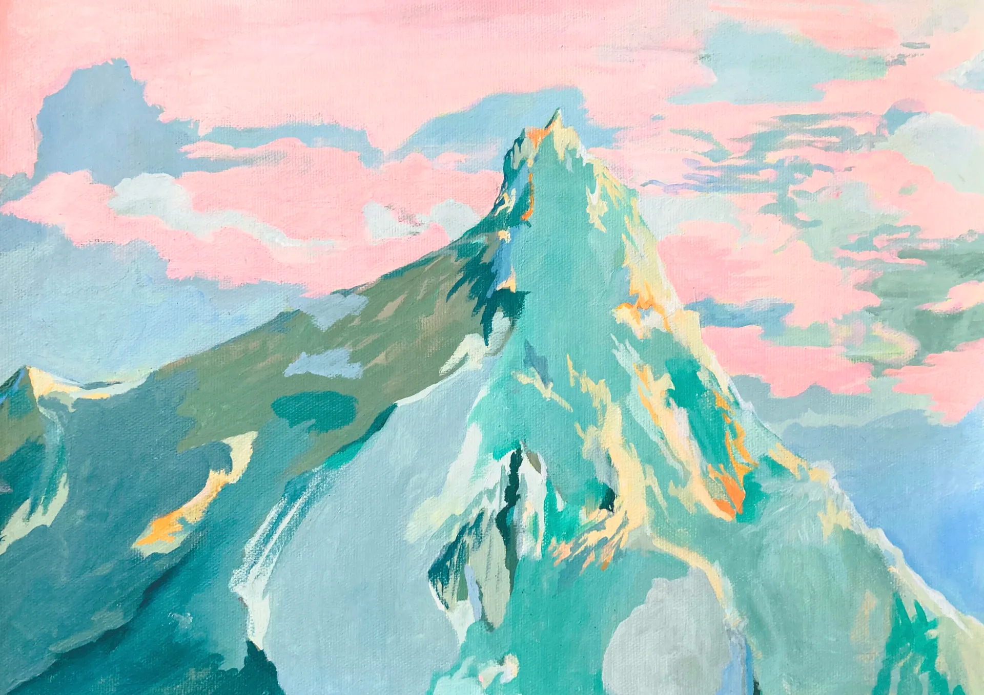 Printemps, montagnes et roses